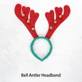 Christmas reindeer antler headband with red felt and golden bells for holiday parties - TK13R (Red Large Long Antler Headband)