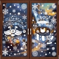 Stickers de fenêtre de Noël blancs avec motifs de Père Noël et ours sur vitre chaleureuse - Lot de 2 BQ472+474