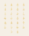 Full set of A-Z gold plated bubble letter pendants in a clean 6x4 grid layout - Letter A [Pendant Only]