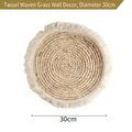 Décoration murale ronde bohème de 30 cm en fibre naturelle avec des franges - Décoration Murale à Franges 30cm