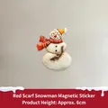 Christmas snowman fridge magnet with red scarf and orange hat, 6cm holiday decoration - Snowman with Red Scarf