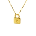 Titanium steel padlock necklace with letter Y pendant in polished gold finish - Letter Y