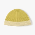Green and off-white knit bucket hat featuring a textured herringbone patterned brim - Ginger Yellow