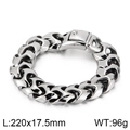 Bracciale punk con maglie dragon in acciaio inossidabile argento con chiusura a scatto - 18cm / Colore Acciaio (KB112527-BD)