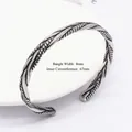 Retro twisted rope cuff bracelet for men in silver titanium steel with 8mm width - 8mm Twisted Braid (Style 5)