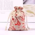 Sac cadeau de Noël en toile de jute avec motif Père Noël rouge pour calendrier de l'Avent - 10*14cm / Père Noël Renne Rouge