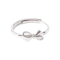 Minimalist S925 sterling silver bow knot open ring with adjustable band on white background - Adjustable Open / Bowknot Ring