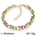 Bracciale cubano in acciaio inossidabile dorato 18K con smalto multicolore - Catena Cubana in Smalto Rotondo Multicolore (KB190828-Z)