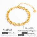 Waterproof gold stainless steel link bracelet with adjustable chain for women - Gold Chain Adjustable Bracelet (SL41302)