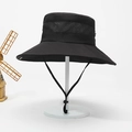 Outdoor sun hat in black with breathable mesh panel and adjustable chin strap - M (56-58cm) / Black