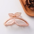 Elegant butterfly hair claw clip in light pink resin with premium gold metal edging - Jelly Pink