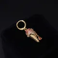 Gold-plated ice cream hoop earring with pink and red pavé zircons and orange gem drop - Ice Cream Style (HSPJ335-13#)