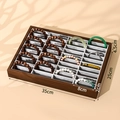 Rosewood grain 24-grid jewelry display tray with grey velvet lining for bracelets - Walnut Color Frame Grey Lining (40 Slots)