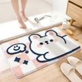 Alfombra de baño de cuadros rosa con oso de dibujos animados y suave textura absorbente - Buen Humor Conejo