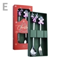 Christmas spoon and fork set featuring purple elk and gingerbread man icons in gift box - Color Box 2-Piece Set E