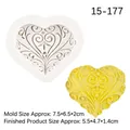White heart-shaped silicone mold with vintage patterns for DIY chocolate and fondant - Gray