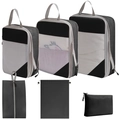 6-piece travel organizer set in black and grey including mesh bags and shoe pouch - 6-Piece Set (includes Digital Bag) / Black