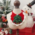 Red Christmas tree crochet pet bib scarf for cats and dogs festive holiday neckwear - One Size / Christmas Tree