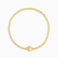 Collar minimalista de doble corazón entrelazado en acero inoxidable chapado en oro de 18k - Pulsera / Dorado