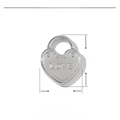 Macro view of stainless steel heart padlock pendant with LOVE engraving and 16mm size - LOVE Engraved Heart Lock Style (VG342)