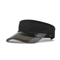Détail de visière solaire sport noire avec bord gris translucide et bandeau textile - Tour de tête 55-60cm / Noir transparent