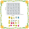 20-hole animal silicone mold for resin earrings featuring bears, cats and butterflies - Silicone Mold / Cartoon Animal Studs