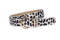 Cinturón de leopardo para mujer con hebilla redonda dorada y cuero sintético - 106cm / Blanco Vaca