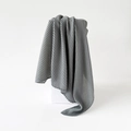 Solid grey pleated 90cm square scarf with cotton-linen texture on white pedestal - Light Gray