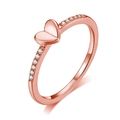 Rose gold heart ring with micro-pave zircons on a slim band, stylish jewelry for women - Rose Gold Heart Row