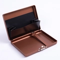 Coffee brown matte aluminum flip cigarette case with internal accordion dividers - Card Box + Cigarette Case / Coffee