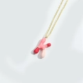 Gold plated necklace with pink and red enamel melting letter K balloon pendant - Letter K