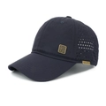 Dark blue quick-dry baseball cap with laser-cut breathability and Chinese metal badge - Adjustable / Navy Blue