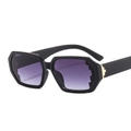 Irregular black geometric sunglasses with purple gradient lenses and gold cross detail - C6 Black Frame Gradient Grey Lens