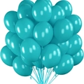 Bunch of 20 pieces 10-inch thickened matte teal latex balloons with matching ribbons - Teal Blue