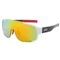 Sport cycling sunglasses featuring white frame with colorful gradient mirror lenses - White Frame Black Legs Red Film with Logo