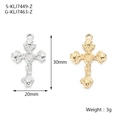Hip hop stainless steel cross pendant with rose and heart in silver and gold finishes - Rose Hollow Cross (G-KLJ7463-Z) / Gold