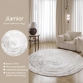 Round faux cashmere rug with grey and white spiral pattern and non-slip cotton backing - Diameter 80cm / Jamiel