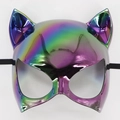 Regenbogen-Katzenmaske mit Metallic-Beschichtung und Gummiband für die Maskenparty - Irisierender Regenbogen