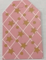 Pink gift tag with gold stars and dots pattern on a white grid background - Gift Tag - Pink Background Stars