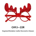 Christmas party glasses featuring red sequin reindeer antlers and soft pom pom details - Red Sequin Little Reindeer Glasses