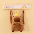 Plush Capybara backpack for kids in brown fur with a cute yellow fruit decoration - Persimmon Style (Plush Band)
