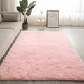 Plush pink rectangular area rug for bedroom decor on light wood flooring - Light Pink (long-pile Version) / Custom Size (Contact Service)
