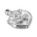 Colgante de corazón en plata pulida con diseño de animales abrazados sobre fondo blanco - Estilo de Oso Abrazado Corazón / Color Acero (KLJ4934-Z)