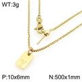 Golden stainless steel rectangle pendant necklace with letter Y engraving and box chain - Gold Letter Y Style (KN293717-Z)