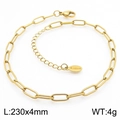 Minimalist golden stainless steel anklet chain, 230x4mm flat oval link jewelry - Gold Thin Square Wire Chain (KJ3751-Z)
