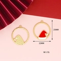 Detail view of 25mm Christmas hat alloy charm with dimensions and festive enamel design - 7 Christmas Hat Ring