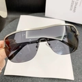 Occhiali da sole da ciclismo con montatura argento a metà e lenti grigie sfumate - Montatura Argento Lente Grigio Nero