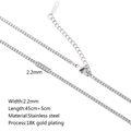 2.2mm silver stainless steel chain with lobster clasp and 5cm extension - Curb Chain / Silver