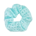 Mint green checkered organza scrunchie with elastic chiffon texture on white background - 13cm Plaid Style / Cyan Plaid