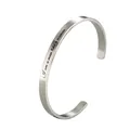 C-shaped 6mm silver stainless steel cuff bracelet with matte finish and black engraving - Silver G2988-I am a man like a woman